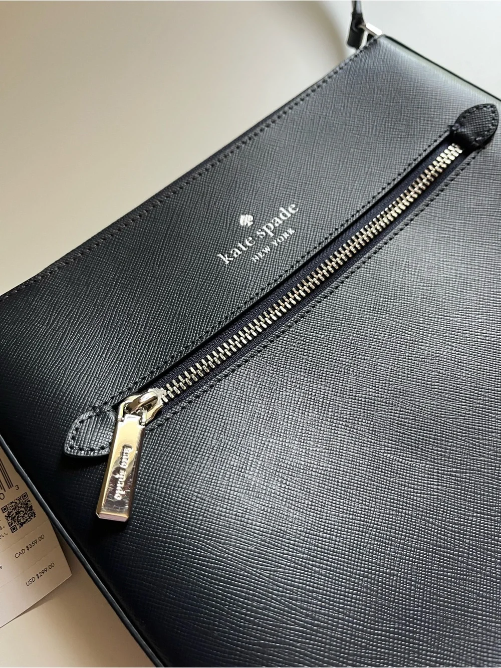 kate spade navy saffiano crossbody with gold hardware